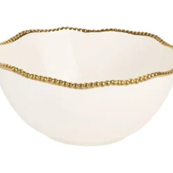 Outlet 16269 10 Inch White Gold Beaded Serve Bowl - cozylivehome.com | we sell a wide range of comfortable household items Giftware