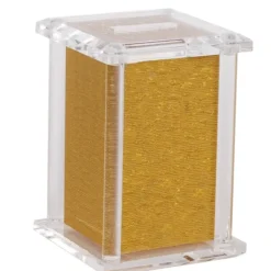 59586 Acrylic Tzedakah Box With Poles Gold 5 x 3" - cozylivehome.com | we sell a wide range of comfortable household items^ Shop All
