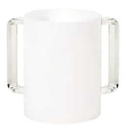 57187 Acrylic wash cup white with clear handles - cozylivehome.com | we sell a wide range of comfortable household items^ Shop All
