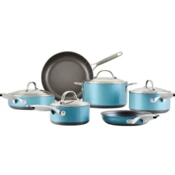 Store 85115 Anolon 10-Piece Set 1.5 Qt. & 3 Qt. Saucepans with Lids 3 Qt. Sauté with Lid 6 Qt. Stockpot with Lid 8.25'' & 12'' Frying Pans Teal - cozylivehome.com | we sell a wide range of comfortable household items Housewares