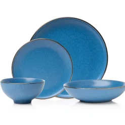 87480 Beaumont Blue 16 Pc W Gold Rim - cozylivehome.com | we sell a wide range of comfortable household items^ Shop All