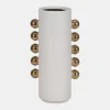 Best Sale 19076-02 Cer, 13" Vase W/ Side Knobs, White/gold - cozylivehome.com | we sell a wide range of comfortable household items Giftware