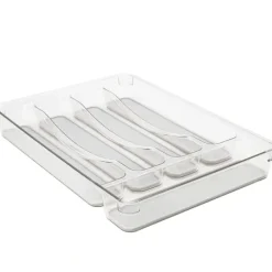 5 Compartment Clear Cutlery Tray W. Grey Non Slip Interior - cozylivehome.com | we sell a wide range of comfortable household items^ Shop All