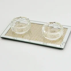 184696 Crystal Candle Holder For 2 With Golden Design 3.5"X6.75 - cozylivehome.com | we sell a wide range of comfortable household items^ Shop All