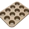 12 Cup Muffin Pan, 13.7"x10.4"x1.1" Gold Metalic w/ Diamond Base - cozylivehome.com | we sell a wide range of comfortable household items^ Shop All