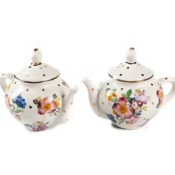 Discount 37624-1121 Flower Market Teapot Salt & Pepper Set - White - cozylivehome.com | we sell a wide range of comfortable household items Giftware