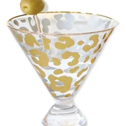 Clearance 34155 Glass Martini Gold Leopard Set Of 4 - cozylivehome.com | we sell a wide range of comfortable household items Giftware