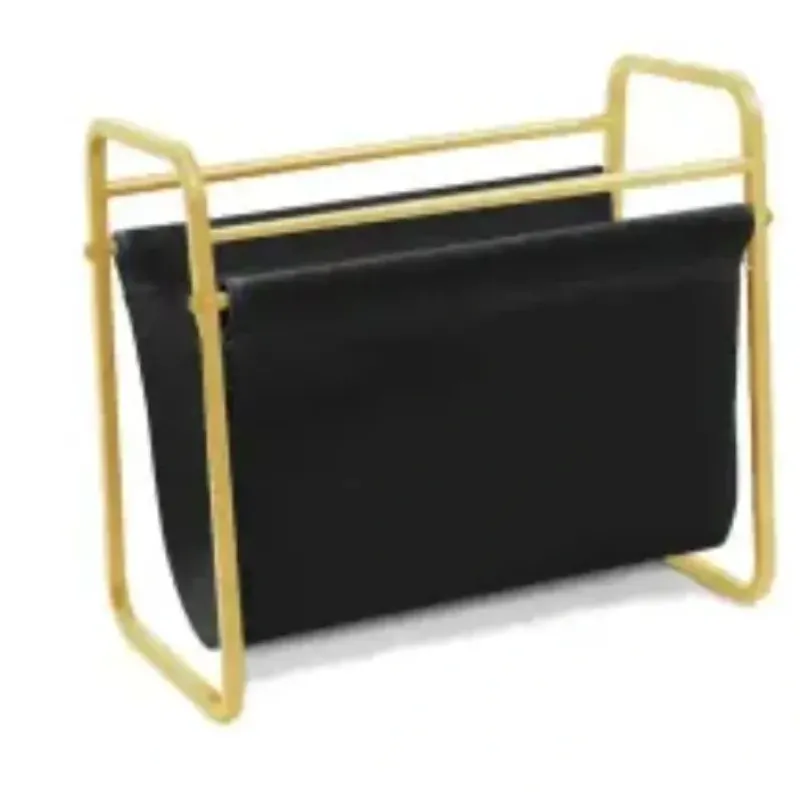 New 344458 Gold- Colored Metal and Leather Magazine Holder - cozylivehome.com | we sell a wide range of comfortable household items Giftware