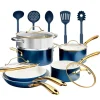 Online 1855 Gotham Steel Blue/Cream Gold Handles 15 Piece Cookware Set - cozylivehome.com | we sell a wide range of comfortable household items Housewares