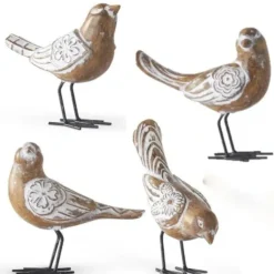 Best Sale 4.5 Inch Assorted Whitewashed Resin Carved Birds w/Metal Legs - cozylivehome.com | we sell a wide range of comfortable household items Giftware