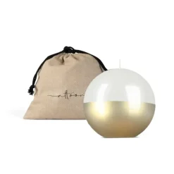 Outlet 5 INCH HIGH GLOSS METALLIC CANDLE SPHERE - WHITE/GOLD - cozylivehome.com | we sell a wide range of comfortable household items Giftware