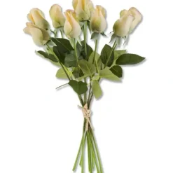 Sale 17.5 Inch Light Green Real Touch Rose Bud w/Foliage Bundle (9 Stems) - cozylivehome.com | we sell a wide range of comfortable household items Giftware