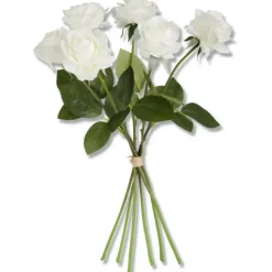 Best Sale 17 Inch White Real Touch Full Bloom Rose Stem w/Foliage Bundle (6 Stems - cozylivehome.com | we sell a wide range of comfortable household items Giftware