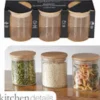 Fashion 15257 3PC Glass Food Container with Bamboo Lids 4x3x3 each - cozylivehome.com | we sell a wide range of comfortable household items Giftware