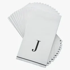 14 PK White and Black Guest Paper Napkins - Letter J - cozylivehome.com | we sell a wide range of comfortable household items^ Shop All