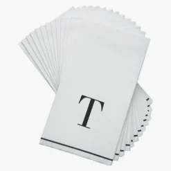 14 PK White and Black Guest Paper Napkins - Letter T - cozylivehome.com | we sell a wide range of comfortable household items^ Shop All