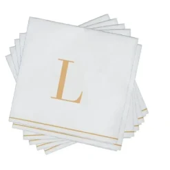 16 PK White and Gold Cocktail Paper Napkins - Letter L - cozylivehome.com | we sell a wide range of comfortable household items^ Shop All