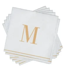 16 PK White and Gold Cocktail Paper Napkins - Letter M - cozylivehome.com | we sell a wide range of comfortable household items^ Shop All
