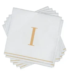 16 PK White and Gold Cocktail Paper Napkins - Letter I - cozylivehome.com | we sell a wide range of comfortable household items^ Shop All