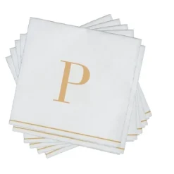 16 PK White and Gold Cocktail Paper Napkins - Letter P - cozylivehome.com | we sell a wide range of comfortable household items^ Shop All