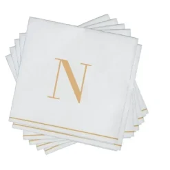 16 PK White and Gold Cocktail Paper Napkins - Letter N - cozylivehome.com | we sell a wide range of comfortable household items^ Shop All
