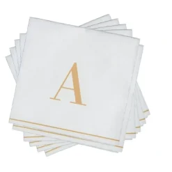16 PK White and Gold Cocktail Paper Napkins - Letter A - cozylivehome.com | we sell a wide range of comfortable household items^ Shop All