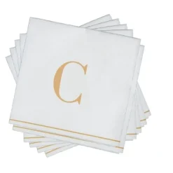 16 PK White and Gold Cocktail Paper Napkins - Letter C - cozylivehome.com | we sell a wide range of comfortable household items^ Shop All