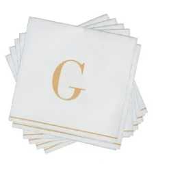 16 PK White and Gold Cocktail Paper Napkins - Letter G - cozylivehome.com | we sell a wide range of comfortable household items^ Shop All
