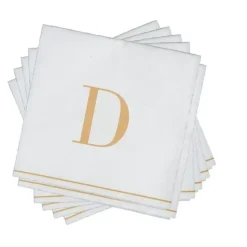 16 PK White and Gold Cocktail Paper Napkins - Letter D - cozylivehome.com | we sell a wide range of comfortable household items^ Shop All