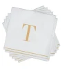 16 PK White and Gold Cocktail Paper Napkins - Letter T - cozylivehome.com | we sell a wide range of comfortable household items^ Shop All