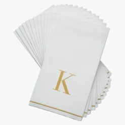 14 PK White and Gold Guest Paper Napkins - Letter K - cozylivehome.com | we sell a wide range of comfortable household items^ Shop All