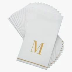 14 PK White and Gold Guest Paper Napkins - Letter M - cozylivehome.com | we sell a wide range of comfortable household items^ Shop All