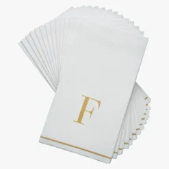 14 PK White and Gold Guest Paper Napkins - Letter F - cozylivehome.com | we sell a wide range of comfortable household items^ Shop All