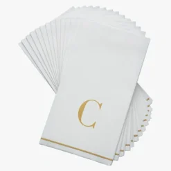 14 PK White and Gold Guest Paper Napkins - Letter C - cozylivehome.com | we sell a wide range of comfortable household items^ Shop All