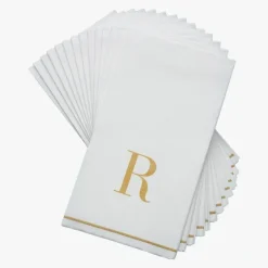 14 PK White and Gold Guest Paper Napkins - Letter R - cozylivehome.com | we sell a wide range of comfortable household items^ Shop All