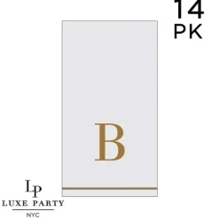 14 PK White and Gold Guest Paper Napkins - Letter B - cozylivehome.com | we sell a wide range of comfortable household items^ Shop All