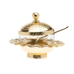 95658 Ripple Gold Honey Dish W Spoon - cozylivehome.com | we sell a wide range of comfortable household items^ Shop All