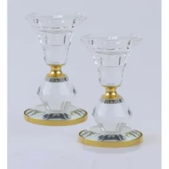 240330 Set of 2 Crystal Candle Holders with Gold Design 4"H - cozylivehome.com | we sell a wide range of comfortable household items^ Shop All