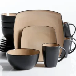 69467.16 Soho Lounge 16 pc Dinnerware Set - Taupe - Soft Square - cozylivehome.com | we sell a wide range of comfortable household items^ Shop All