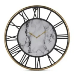 18320A 24 Inch Gold & Black Metal Framed Clock w/Marble Pattern Center - cozylivehome.com | we sell a wide range of comfortable household items^ Shop All