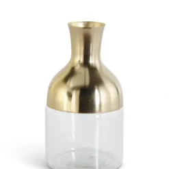Sale 17559A-3 9.75 Inch Gold Metal & Clear Glass Long Neck Vase - cozylivehome.com | we sell a wide range of comfortable household items Giftware