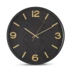 18666A 19.5 Inch Metal Framed Black Woodgrain Wall Clock w/Gold Numerals - cozylivehome.com | we sell a wide range of comfortable household items^ Shop All