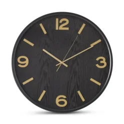 18666A 19.5 Inch Metal Framed Black Woodgrain Wall Clock w/Gold Numerals - cozylivehome.com | we sell a wide range of comfortable household items^ Shop All