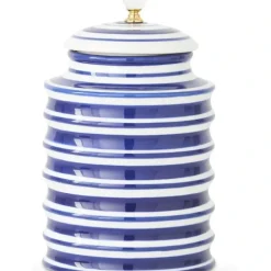 Cheap 15117A-BL-2 9.25 Inch Ceramic White and Blue Round Ribbed Containe - cozylivehome.com | we sell a wide range of comfortable household items Giftware