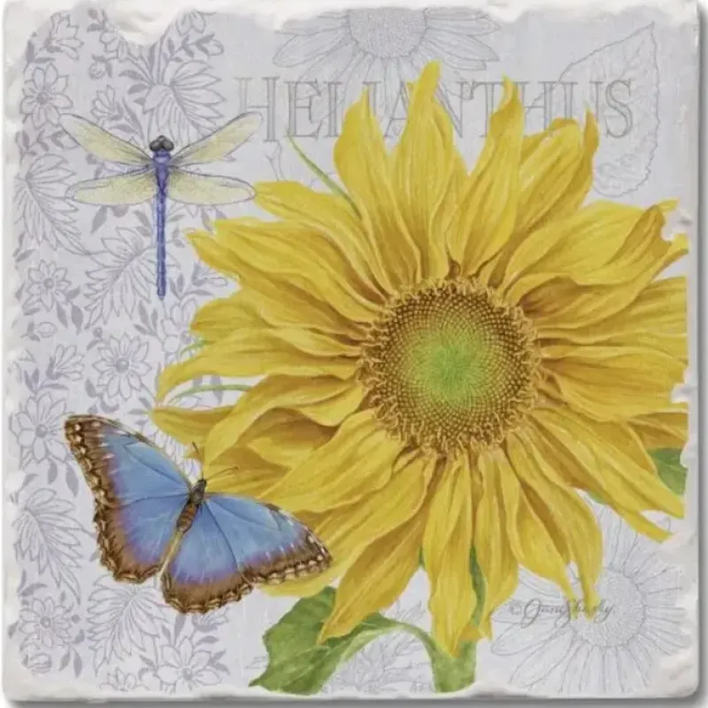 ABSORBENT COASTER TUMBLED TILE SUNFLOWER - cozylivehome.com | we sell a wide range of comfortable household items^ Shop All
