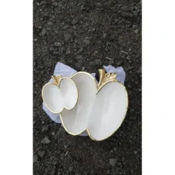 AD2793 Two Apple Dish Gold/White - cozylivehome.com | we sell a wide range of comfortable household items^ Shop All