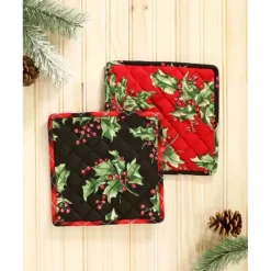 APRIL CORNELL POT HOLDERS HOLLY PATCHWORK SET 2 - cozylivehome.com | we sell a wide range of comfortable household items^ Shop All