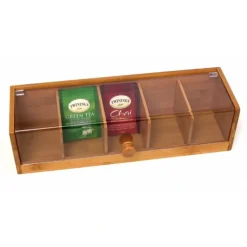 Bamboo 5-Section Tea Box with Acrylic Cover - cozylivehome.com | we sell a wide range of comfortable household items^ Shop All