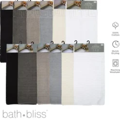Outlet 25737-BASIC 100% Cotton Bath Mat 20x30" - Stripe & - cozylivehome.com | we sell a wide range of comfortable household items Housewares