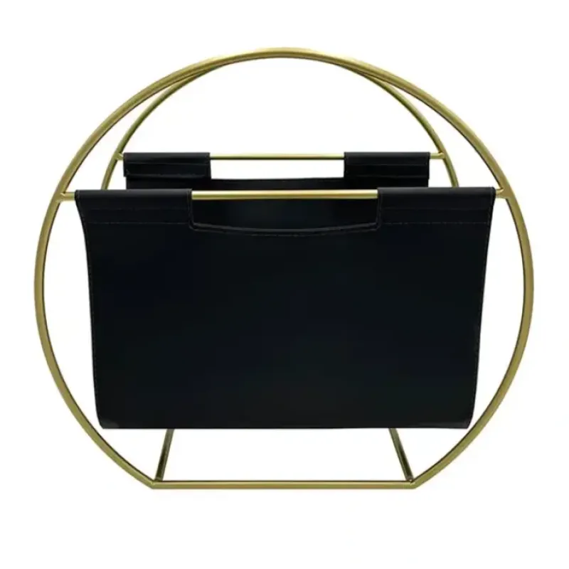 Hot 349853BE Becki Owens Gold-Colored Metal and Leather Magazine Holder - cozylivehome.com | we sell a wide range of comfortable household items Giftware